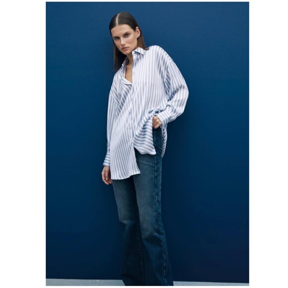 Striped Blue and White Women's Top - Picture 2 of 10